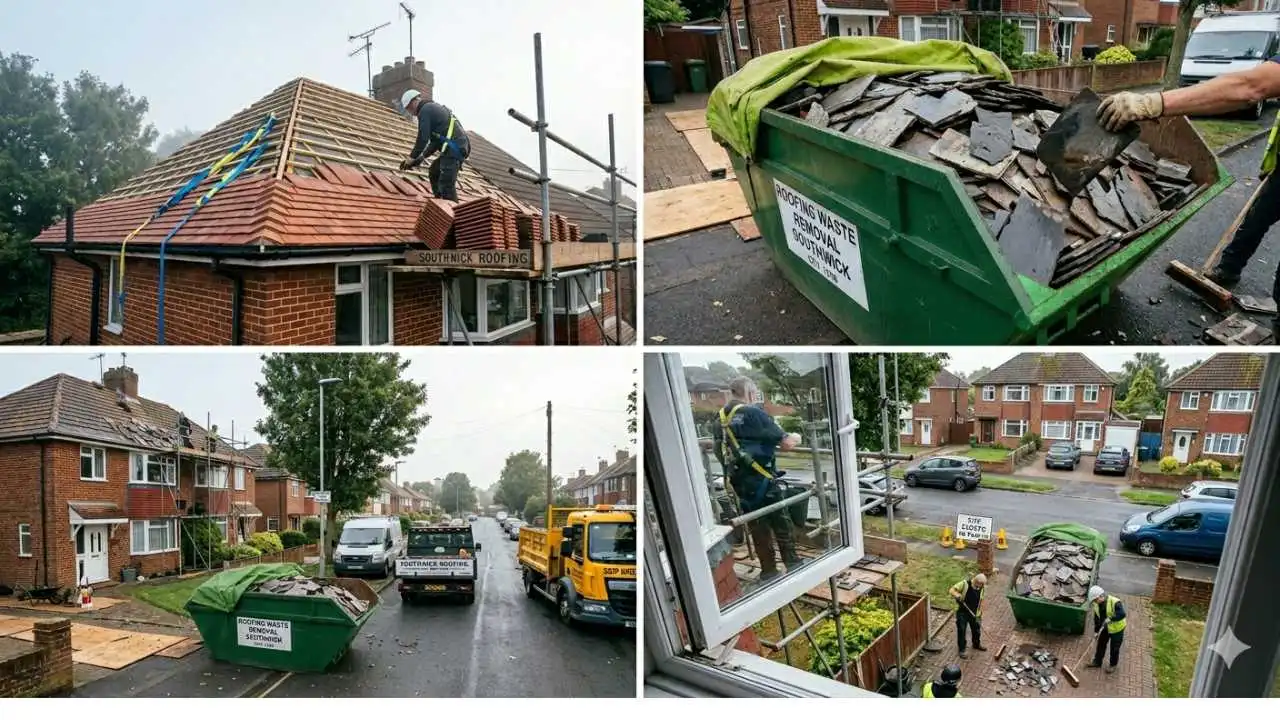 Reliable roofing waste removal Southwick service in progress