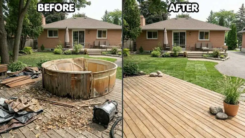 Before And after Hot Tub Dismantle & Removal Service