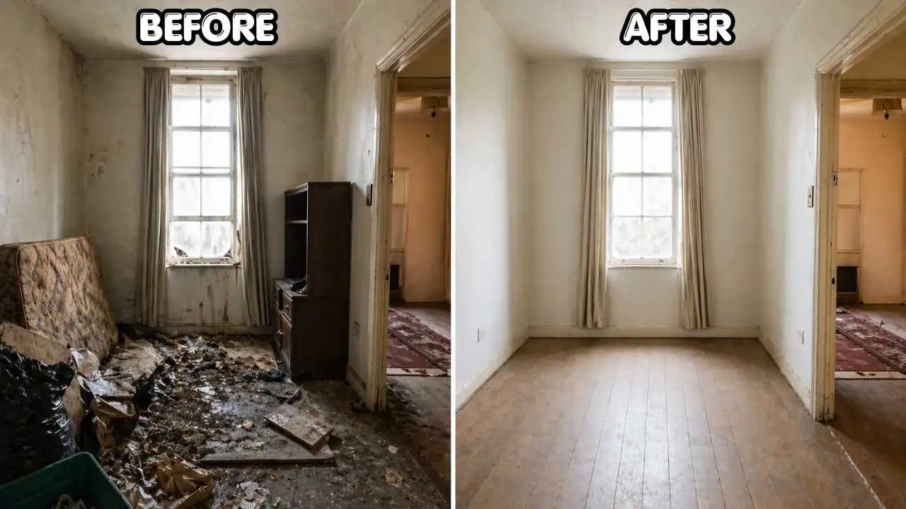 Before and after Abandoned Property Clearance Service