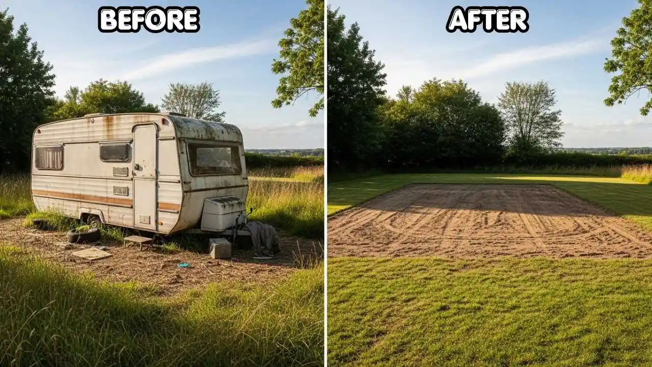 Before and after Caravan Removal and Collection Service