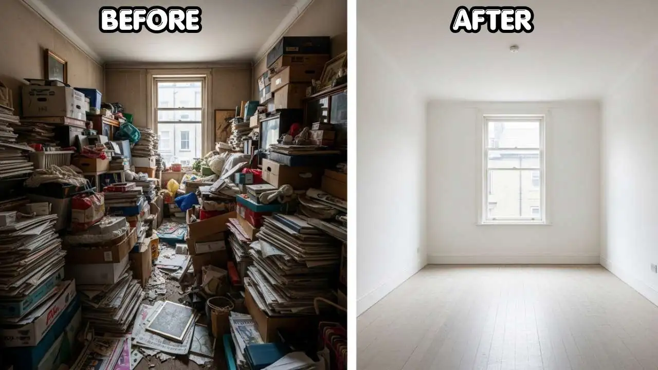 Before and after hoarder house clearance