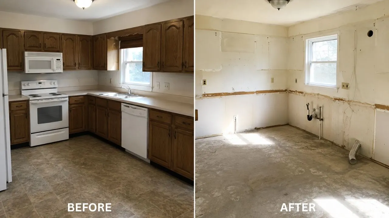 Before and after Kitchen Rip Out Service