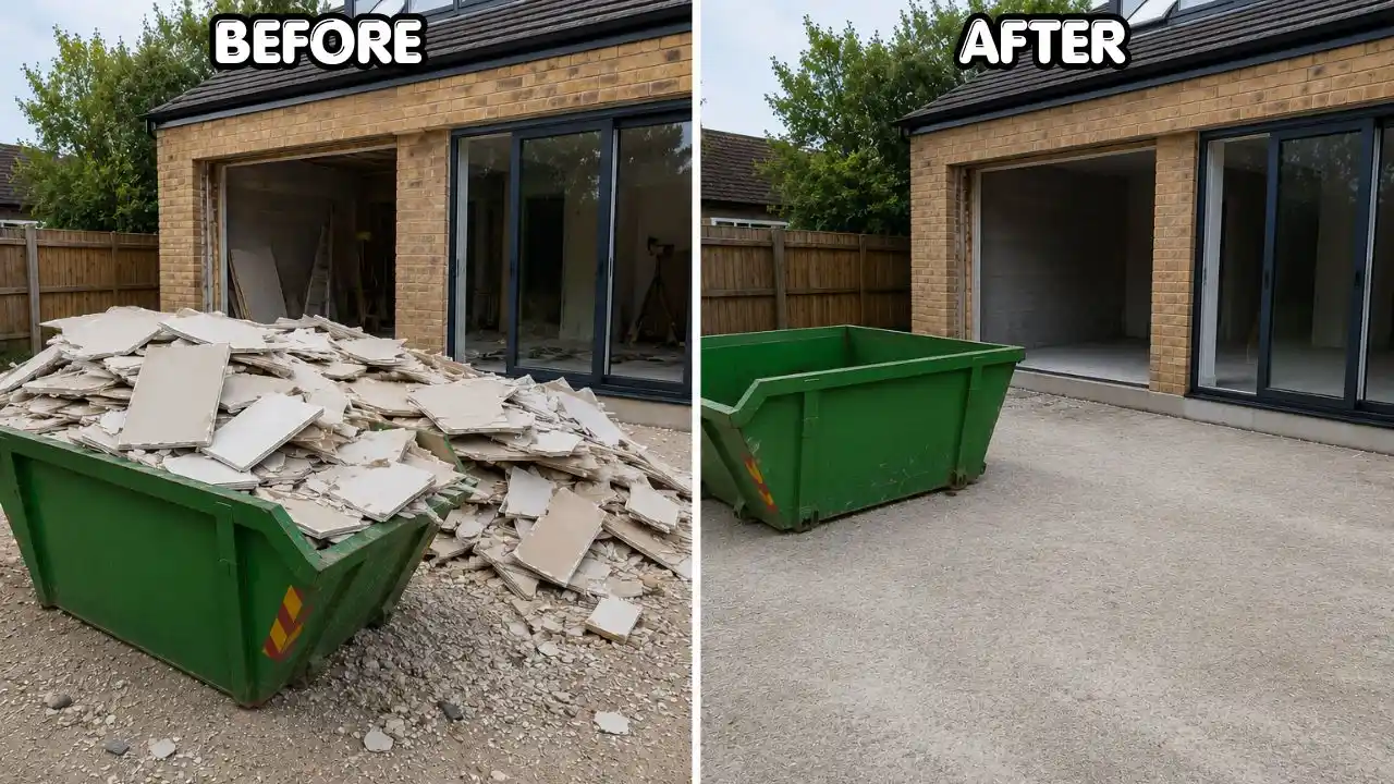 Before and after Skip For Plasterboard service