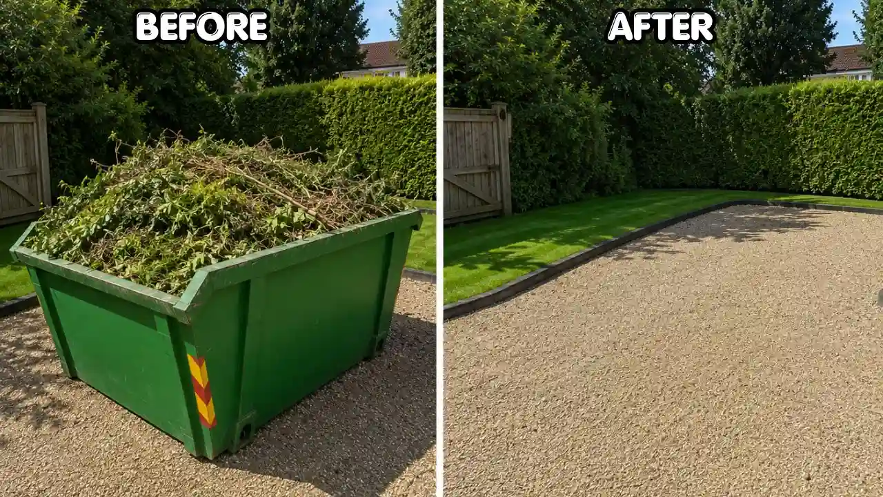 Before and after Skip for Green Waste service