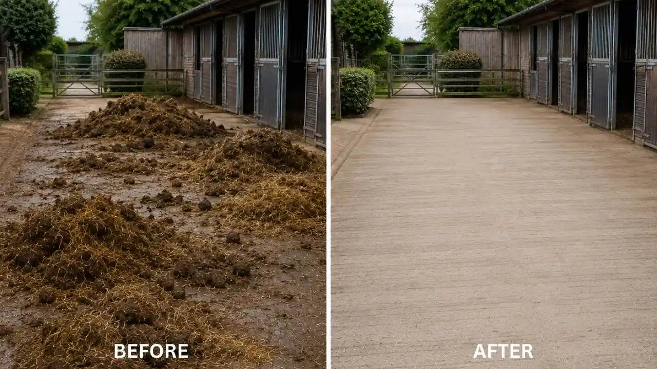 Before and after Horse Manure Removal Service