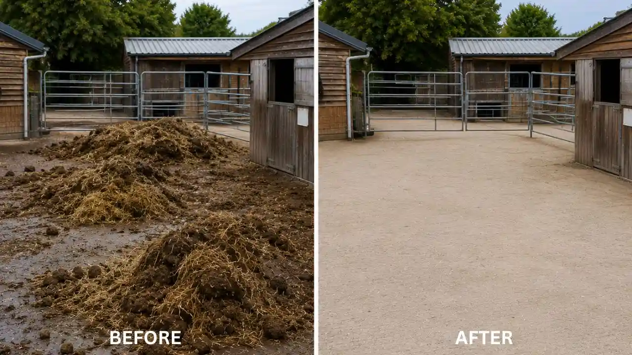 Before and after Horse Manure Skip Service
