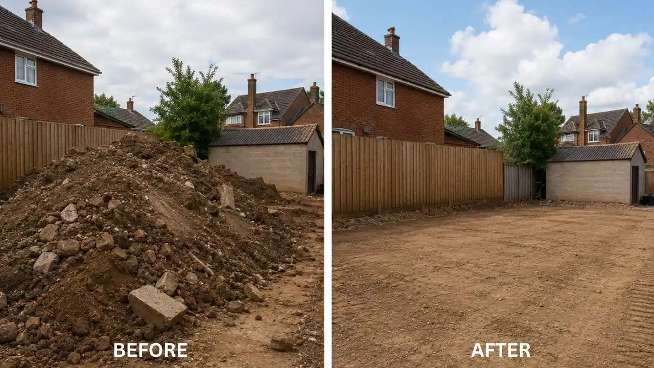 Before and after Muckheap removal Service